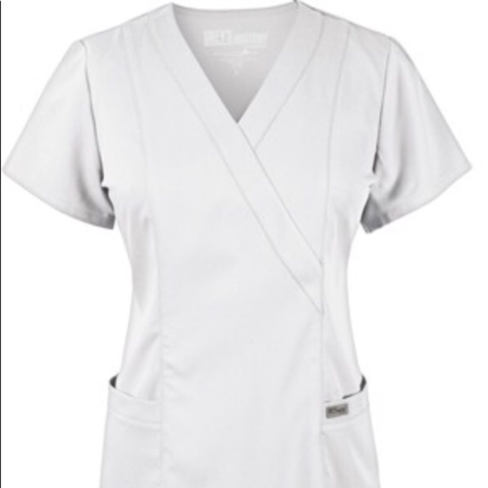Grey's Anatomy Mock Wrap Elastic Back Top